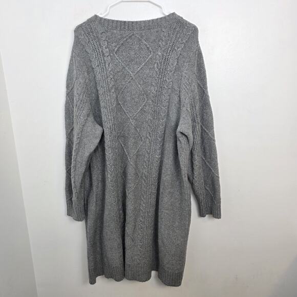 Torrid Gray Cable Knit At The Knee Thick Winter Cute Sweater Dress Size 3X - Picture 6 of 7